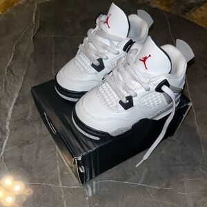 Jordan Kids White and Black Sneakers with Red Accents